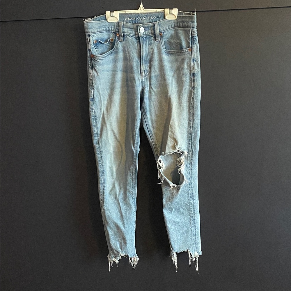 American Eagle Outfitters Women's Ripped Light Blue Jeans